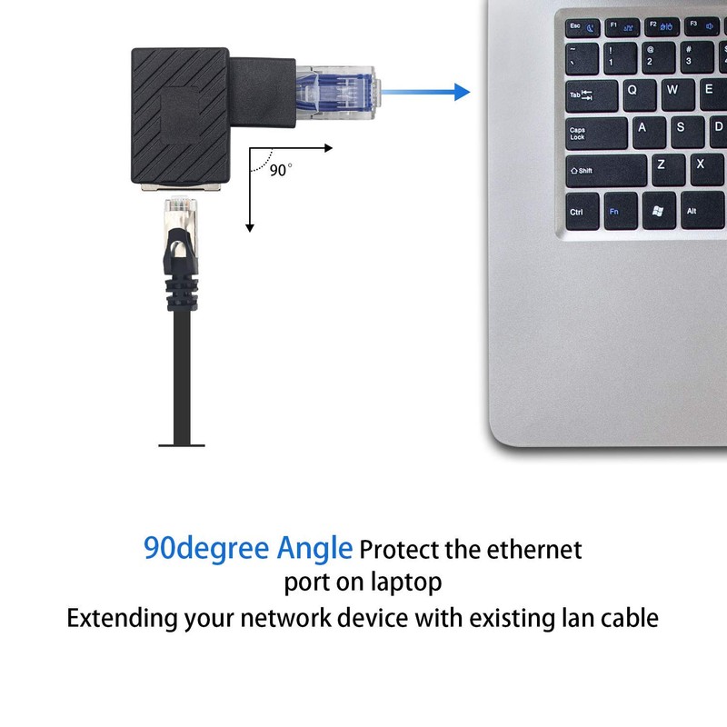 Duttek - Adaptador Ethernet de 90 grados, en ángulo recto,