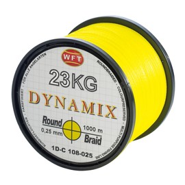 WFT Round Dynamix 1000 m Braided Fishing Line, Diameter: 0.35 mm, Colour: Yellow