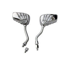 MotorToGo Small 3D Silver Skull Hand Rear Motorcycle Mirrors Compatible for 2016 Victory Cross Country 8 Ball
