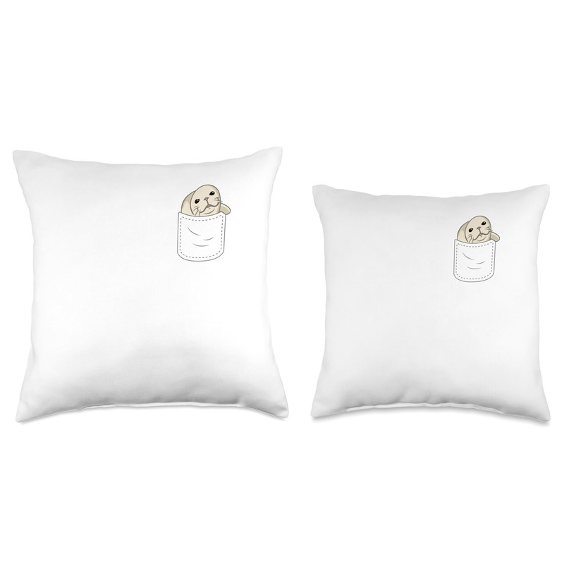 Cute Seal Chest Pocket Throw Pillow