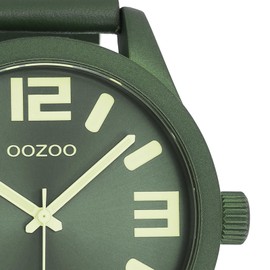 Oozoo Basic Line Watch with Leather Strap 47 mm Green/Green/Green C1093, Strap.