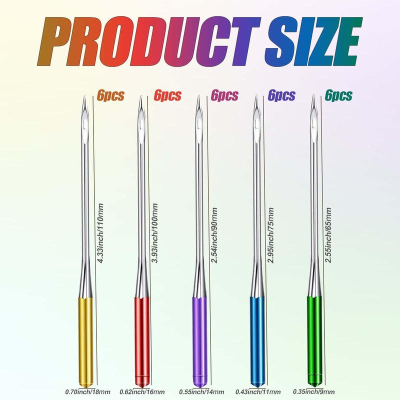 30 Pcs Sewing Machine Needles Universal Regular Point Machine Needles