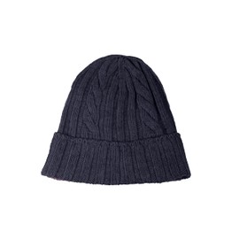 CLASSE77 - Mütze aus Wolle mit Zopfmuster - Mütze aus handgefertigtem Strickmaterial - Made in Italy, blau, One size