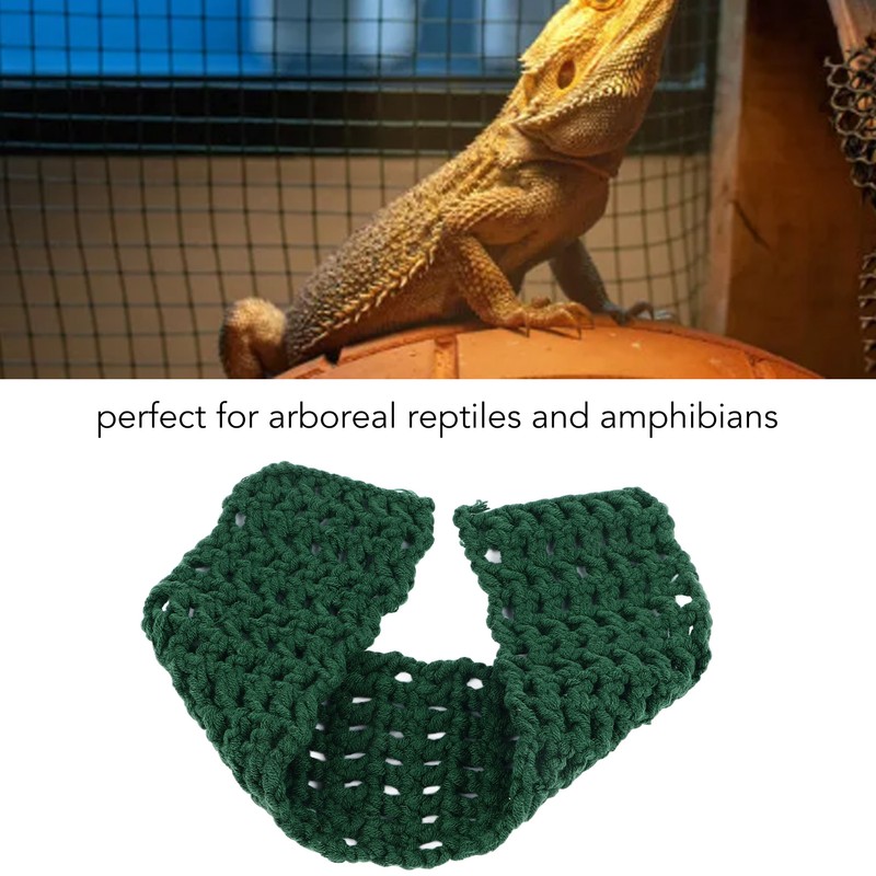 Bearded Dragon Hammock Green Soft Woven Cotton Rope Suction Cups