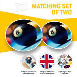 Awesome Vinyl Stickers (Set of 2) 15cm - Lucky 8 Ball English American Pool Fun Decals for Laptops,Tablets,Luggage,Scrap Booking,Fridges #16449