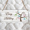 "Busy Knitting" Sign - Whimsical Craft Room Decor for Knitting