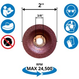 WA 10PACK - 2" Die Grinder Grinding Wheels with Mounting Mandrel, Depressed Center Grinding Discs, 2" Diameter, 1/4" Thickness, 3/8" Arbor, Used on Drill Rotary Tool