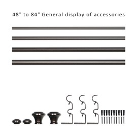 eTeckram 1" Double Curtain Rod with Trumpet Finials (Oil-Rubbed Bronze, 48''-84'')