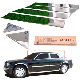 BASIKER Car Door Chrome Pillar Covers Trim Fit for 2005-2010 Chrysler 300 300c Body Exterior Parts Window Trim Molding 304 Stainless Steel