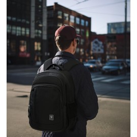 WIRABO Laptop Backpack for Men Travel Backpack Water-Resistant 15.6 Inch Computer Backpack Work Business All Black