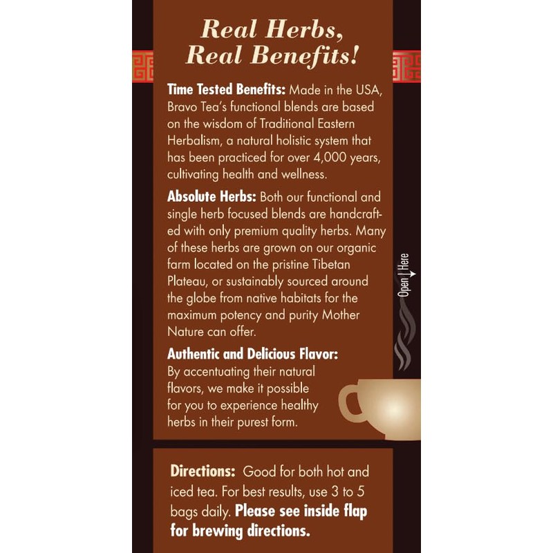 Bravo Tea Cordyceps Mushroom Herbal Tea, Caffeine Free 20 Tea