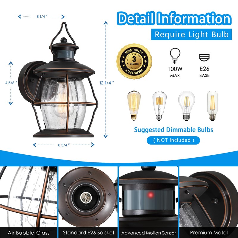 MrSconce Motion Sensor Outdoor Wall Lights, Advanced Dusk to Dawn