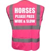 Bright Pink High Visibility Vest with White Text HORSES PLEASE
