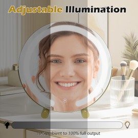 Bearolve Vanity Mirror with Lights, 12" LED Makeup Mirror, HD Professional Mirror, Smart Touch with 3-Color Lighting, Dimmable, 360° Rotation, Lighted Up for Makeup Desk, Bedroom (Gold)