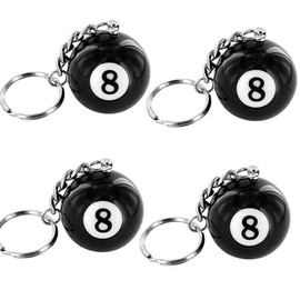 Juroicessry 4Pcs Blcak Creative Number Eight Billiard Key Chain Pendant Car Key Ring Decoration Black Useful and Practical Accessories Gift Women's Keyrings and Keychains