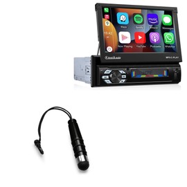 BoxWave Stylus Pen Compatible with Unitopsci Single Din Car Stereo - HD Motorized Flip Out (7 in) - mini Capacitive Stylus, Small Rubber Tip Capacitive Stylus Pen - Jet Black