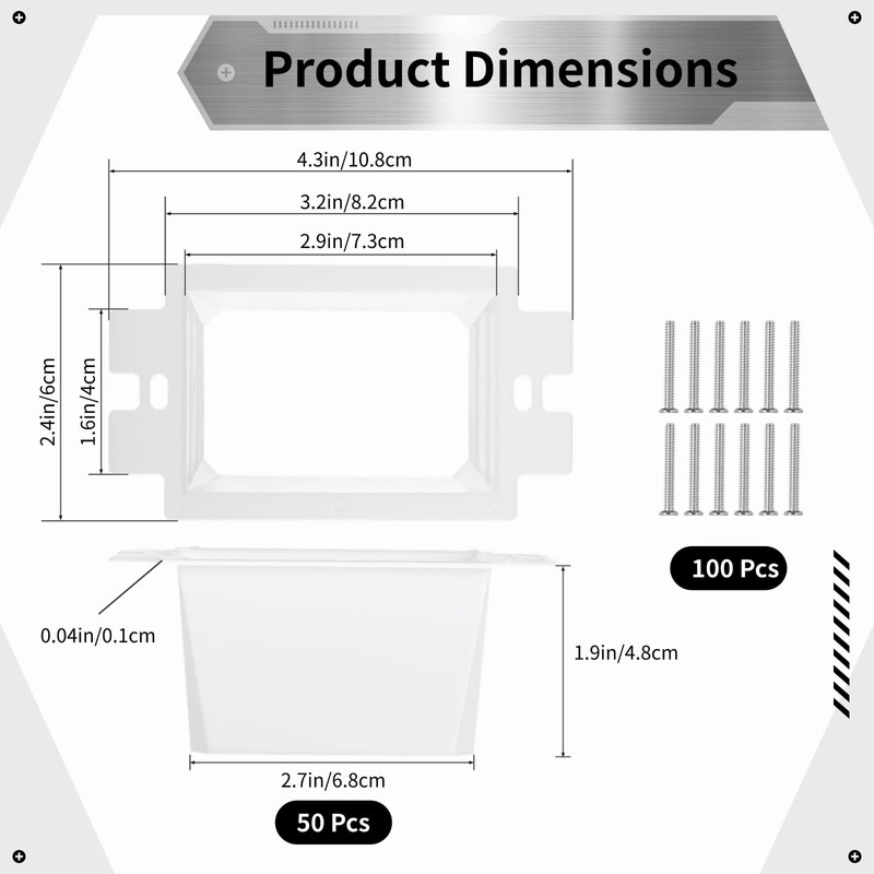 yeesport 50 Pcs Electrical Box Extenders, BE1-2 Electrical Outlet Box