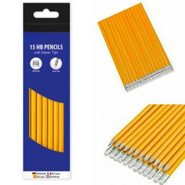 Citystores® Pencils With Eraser Tops, Pre-Sharpened Writing Pencils For School, Office & Home 15 Pack