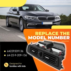 Aspaton Front Console Dashboard Fresh Air Grille Center Vent A/C Vent Assemblys Compatible with 5 Series 528i 535i 535 535d 550i M5 2011-2016 Replaces 64229209136