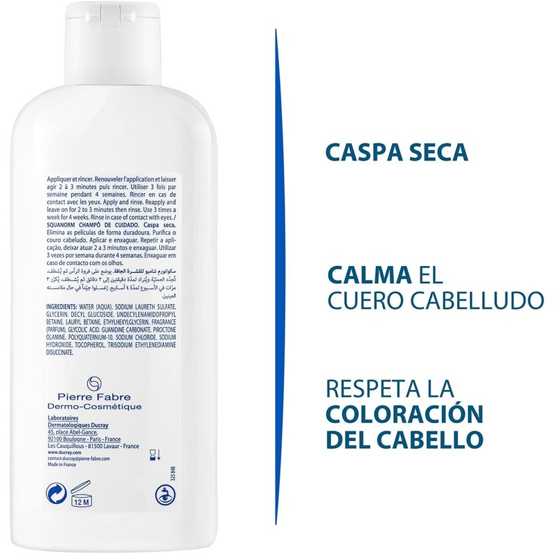 Ducray Squanorm, Shampoo Anticaspa, Caspa Seca, 200ml