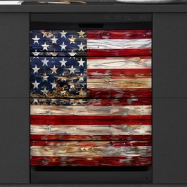DXTKWL Dishwasher Magnet Cover Old Wooden American Flag Reusable Dishwasher Magnetic Cover Sticker Decorative Dish Washer Door Cover Panel for Home Kitcen Appliance