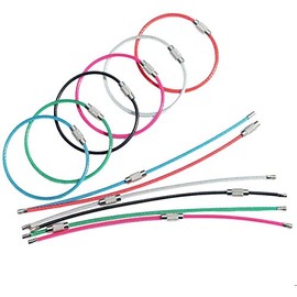 bayite Key Rings Stainless Steel Wire Keychains Cable Heavy Duty Luggage Tags Loops Tag Keepers 2mm Twist Barrel Pack of 12 (Cable length: 6 inches)