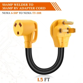 Kanayu NEMA 6-50P to TT-30R 50Amp to 30Amp RV Power Adapter Cord, 240V 3 Prong 50A Welder Male Plug to 30A RV Female Receptacle, Only for 240V 30 Amp, Not Convert to 120V, ETL Listed
