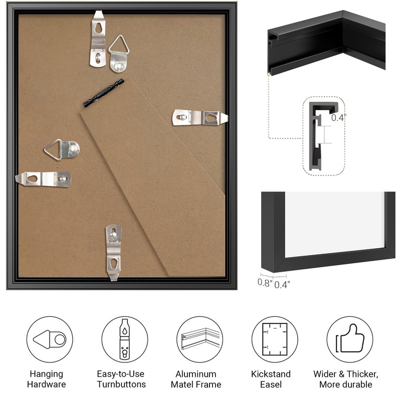 Vivelove 5x10 Metal Picture Frame, Black Aluminum Picture Frames with