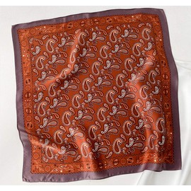 JERLA Women's Men's Small Square satin 100% Real Mulberry Silk Scarfs paisley Hair head face scarf 21" x 21" (C-paisley caramel)