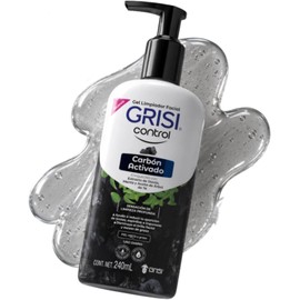 Gel Limpiador Facial Grisi Control Carbón Activado 240 ml - Para Piel Mixta a Grasa con Acné, Barros, Espinillas, Puntos Negros o Imperfecciones, Ayuda a Disminuir el Brillo y Grasa Facial