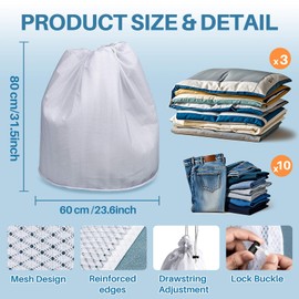 3PCS Laundry Bag - Mesh Laundry Bag 23 X 31.5 inch Large Mesh Laundry Bag Laundry Mesh Bag Heavy Duty Laundry Bag Mesh Bags for Laundry, Clothing, Washing Machine, Travel, Camping, Dorm, Sports