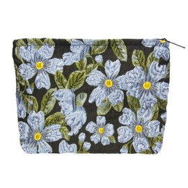 PAZIMIIK PAZIMIIK Makeup Bag Large Cotton Zipper Pouch for Purse Travel Canvas Make Up Organizer for Women Cosmetic,Brocade Flower Black