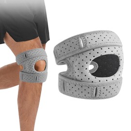 Knee Brace Men Women Adjustable Bandage Knee Meniscus for Runners Knee Pain Relief Knee Braces for Knee Support Running, Jumper, Gym Exercise, Weak Knee, Instability of the Knee (Grey S/M)