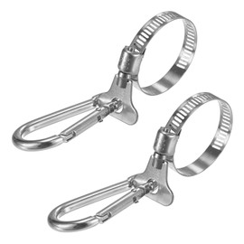 M METERXITY 2-Pack Flag Pole Rings 0.8-1.5 Inches, Adjustable Flag Pole Clips W Flagpole Clamp to Hold Flag, Stainless Steel Flagpole Clips Grommet Rings for Garden/Boat/Vehicle/Yacht