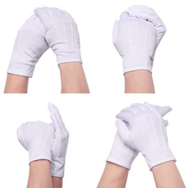 Lvcky 3 Pairs Nylon Cotton Gloves White Parade Costume Gloves for Police Formal Tuxedo Honor Guard and Special Occasions (3 Seams Design)