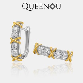 【879】Brilliant Crossed Hypoallergenic Synthetic Moissanite Earrings - Elegant Fashion Statement for Women, Perfect Gift for Birthdays, Anniversaries, and Special Occasions Black Friday