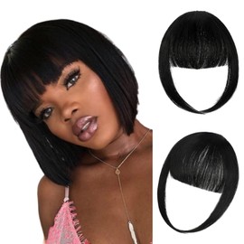Clip in Bangs Hair Extensions Hair Clip on Wispy Bangs Hair Fake Bangs Clip in Human with Temples Hairpieces for Women Natural Wigs Bangs Clip