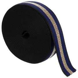 QUARKZMAN 10 Yards Nylon Webbing, 1 3/8 Inch (38 mm) Striped Webbing Nylon Heavy Duty Webbing Nylon Strap Belt for Backpack Crafts, Dark Blue
