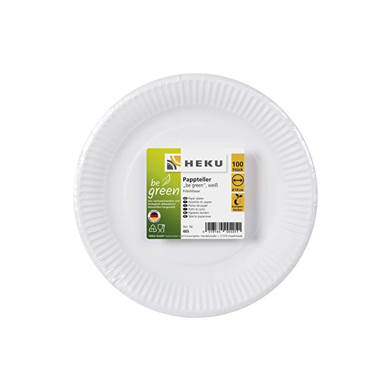Heku Round Paper Plates made from Fresh Fibre White