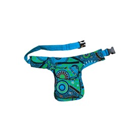 Handmade Fanny Pack Made in Nepal Patchwork Multicolor Print Travel Crossbody Fannypack (Turquoise)