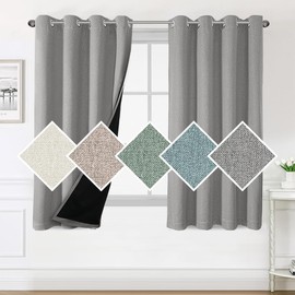 H.VERSAILTEX Linen Like Full Shading Window Panels with Black Liner, Thermal Insulated Blackout Curtains for Bedroom, Heat and Cold Blocking Drapes for Nursery (52W x 63L, Heather Grey, 2 Panels)
