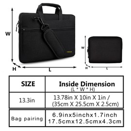 Hseok Slim Laptop Shoulder Bag 13-14 inch HandBag with Small Case Compatible with MacBook Pro 14" M3 M2 M1 2024-2021, All Model 13.3" MacBook Air/Pro, XPS 13/14 Most 13"-14" Notebooks,Black