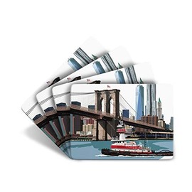 New York"Brooklyn Bridge" Set of 4 Table Mats Placemat - American USA Gift by Leslie Gerry