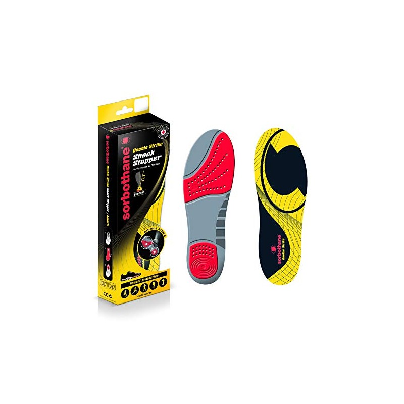 Sorbothane Double Strike Insoles - Red/Grey, Size 5-6
