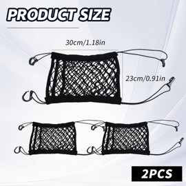 JYNVO 2 Pack Triple Car Storage Net, Universal Car Back Seat Storage Net, Car Pet Obstacle Net, Car Travel Accessories, Multifunctional SUV and Truck Driver Organiser