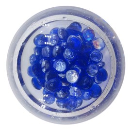 500 Pcs Luster Dark Blue Fire Glass Gems Stones Pebbles Vase Filler Royal Blue Flat Marbles for Fire Pit,Wedding Centerpieces,Floral Arrangement,Birdbaths,DIY Mosaics Crafts,5LB