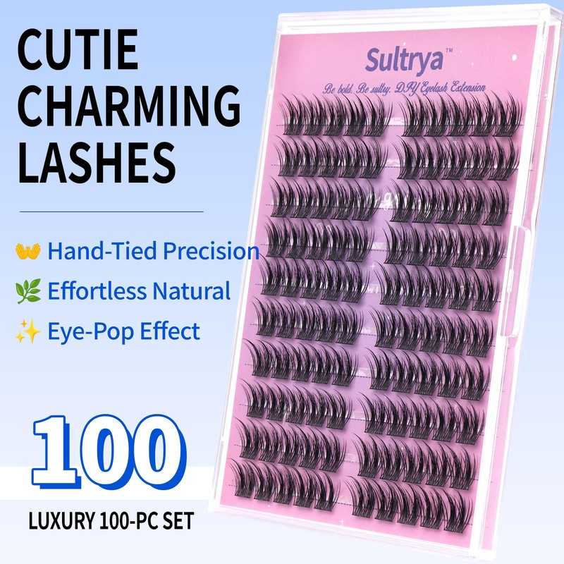 Sultrya DIY Eyelash Extension Cluster Kit Natural Wispy Individual Lashes