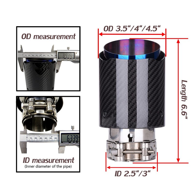CARMON Real Twill Carbon Fiber Exhaust Pipe Muffler Tips with