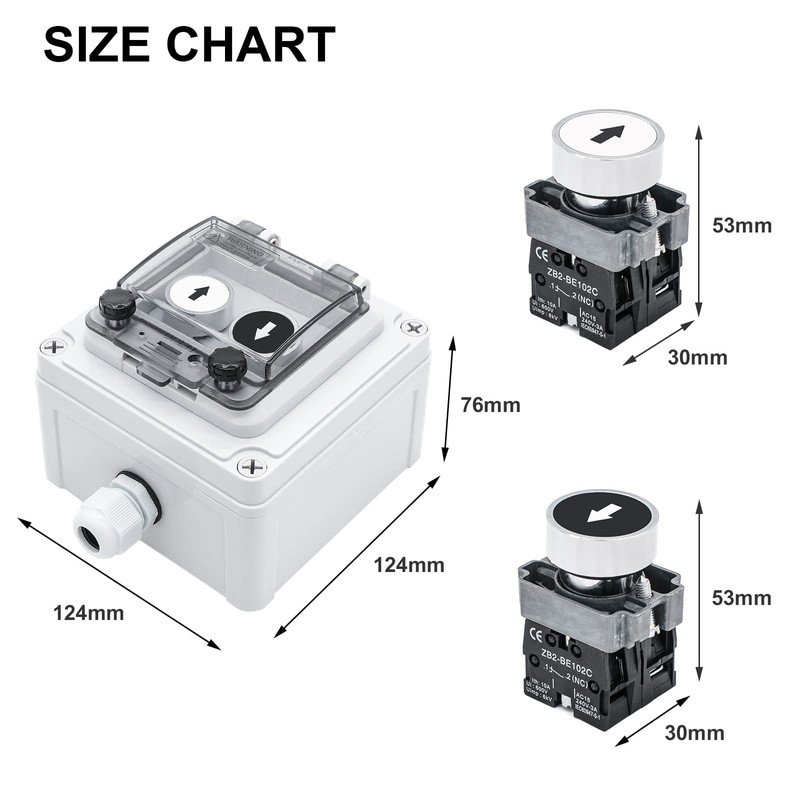 OELFFOW IP67 Button Switch Outdoor Waterproof Box 2 Push Button