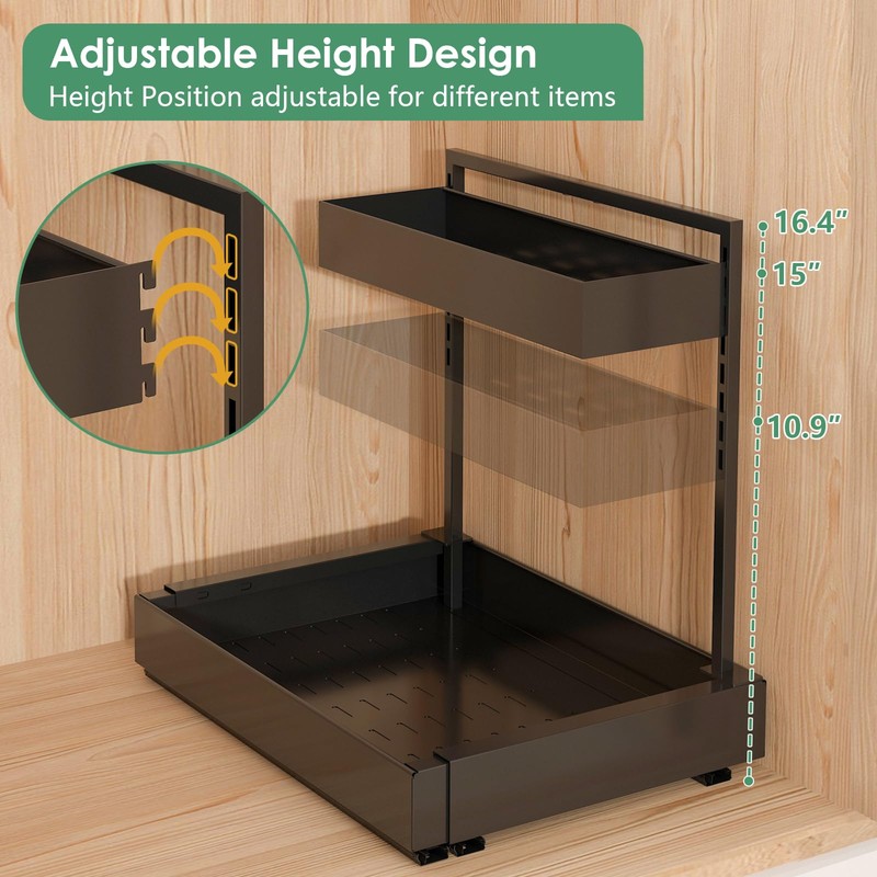 REALINN Expandable Under Sink Organizers and Storage, 2 Tier Under